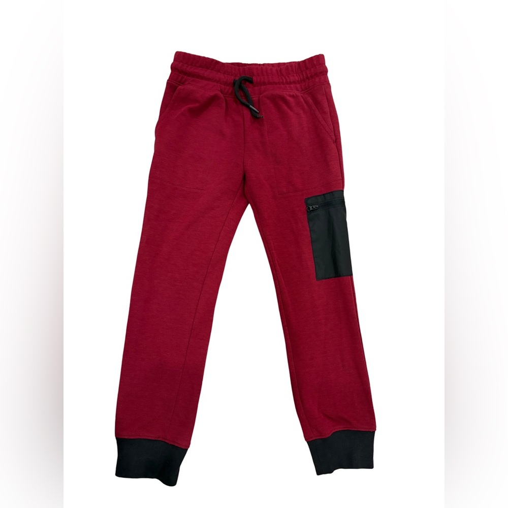 Kids Red Jogger Pants with Black Pocket